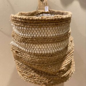 Cache pot nature et blanc en jute