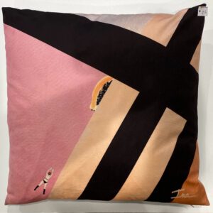 Coussin géométrique rose et noir