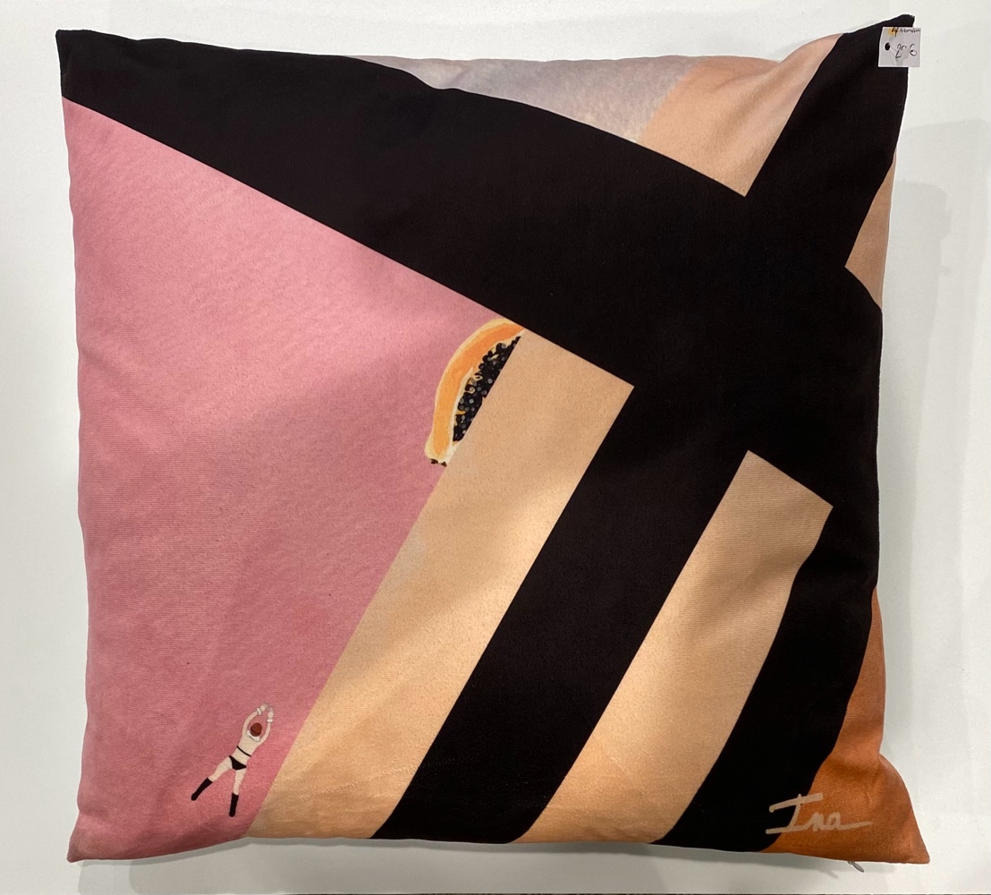 Coussin géométrique rose et noir