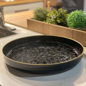 Plateau berbère en métal noir