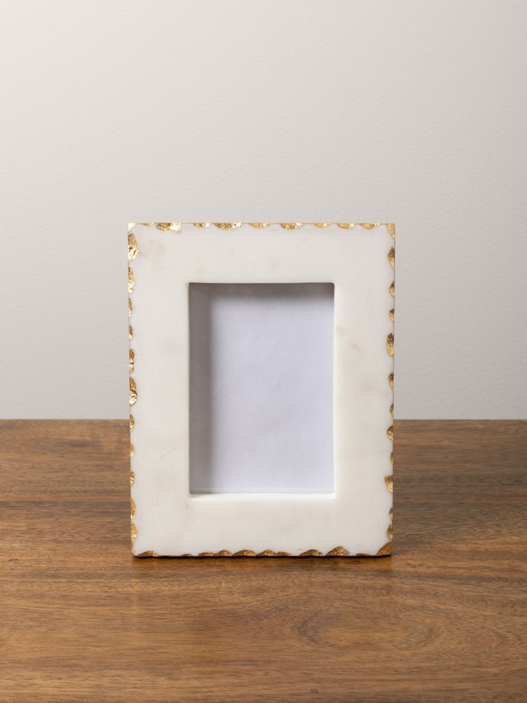 Porte photo marbre blanc et feuille d&rsquo;or