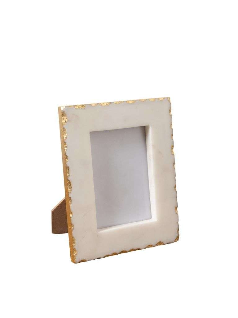 Porte photo S marbre blanc et feuille d&rsquo;or