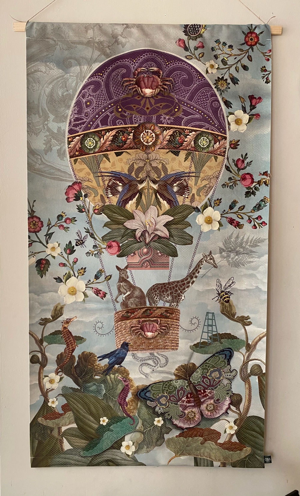 Tapisserie murale montgolfière