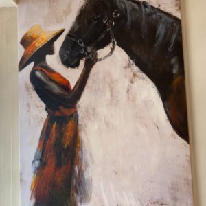 Toile femme avec cheval