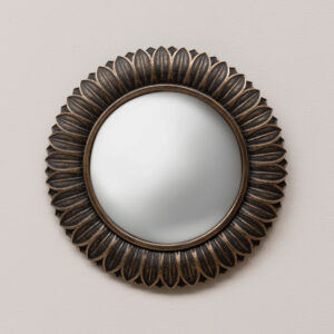 Miroir convexe feuilles bronze