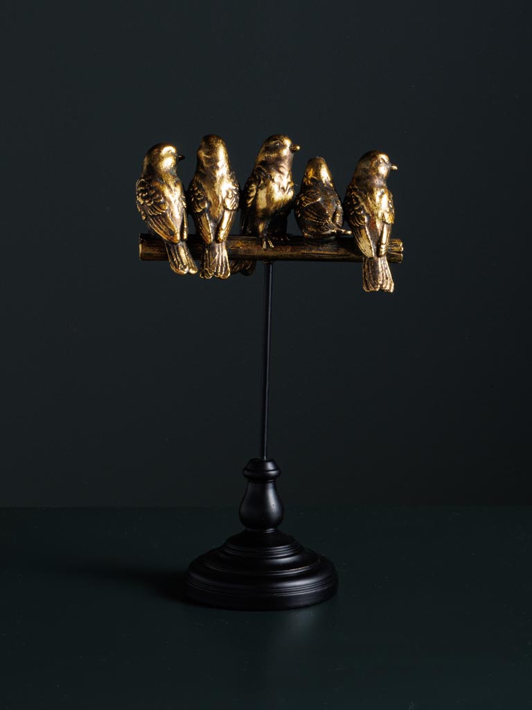 Mini perchoir 5 oiseaux dorés