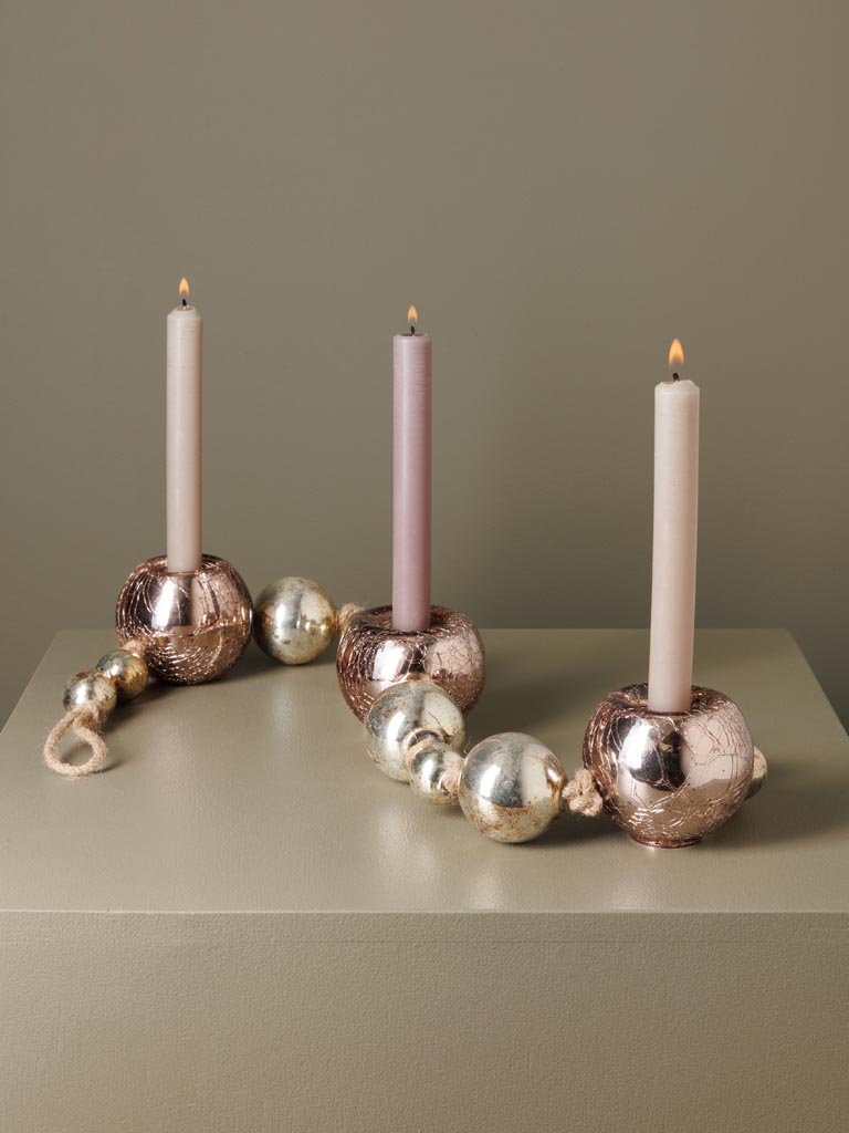 Bougeoir centre de table 3 lumignons boules de Noël