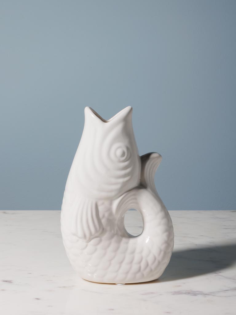 Petit vase ou pichet poisson blanc
