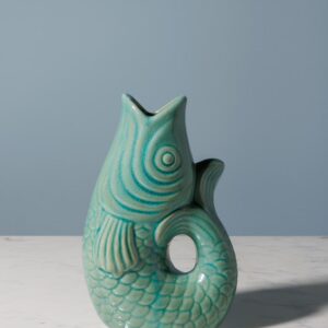 Petit vase ou pichet poisson bleu