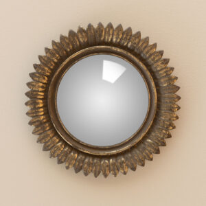 Miroir convexe plumes dorées
