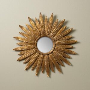 Miroir convexe plumes d'or